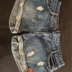 Distressed Denim Shorts
